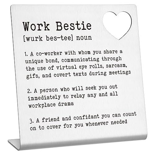 FTONENI Work Bestie Gifts for Women Funny Office Desk Decor Sign Going Away Gift Farewell Gifts Retirement Gifts Leaving Gifts for Coworkers Friendship Gift Work Bestie Definition Gifts - TZB14 - Image 1