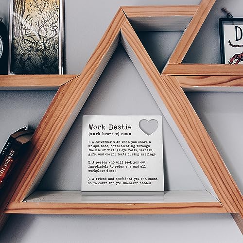 FTONENI Work Bestie Gifts for Women Funny Office Desk Decor Sign Going Away Gift Farewell Gifts Retirement Gifts Leaving Gifts for Coworkers Friendship Gift Work Bestie Definition Gifts - TZB14 - Image 3