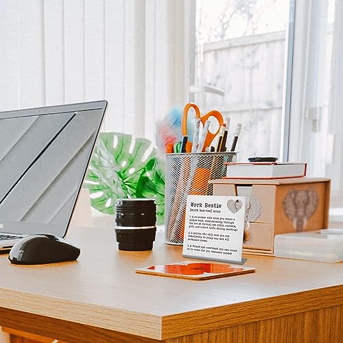 FTONENI Work Bestie Gifts for Women Funny Office Desk Decor Sign Going Away Gift Farewell Gifts Retirement Gifts Leaving Gifts for Coworkers Friendship Gift Work Bestie Definition Gifts - TZB14 - Image 5