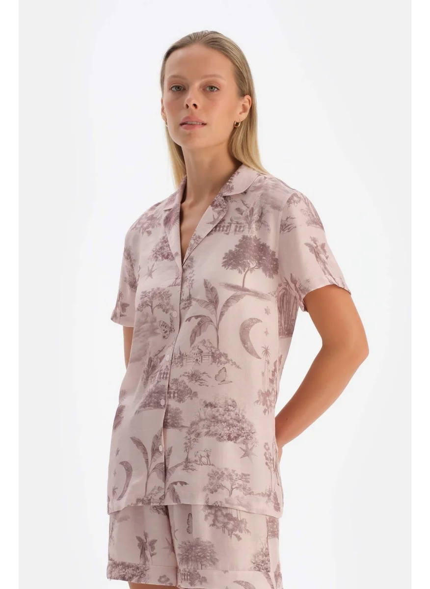 dagi Light Pink Patterned Woven Shirt