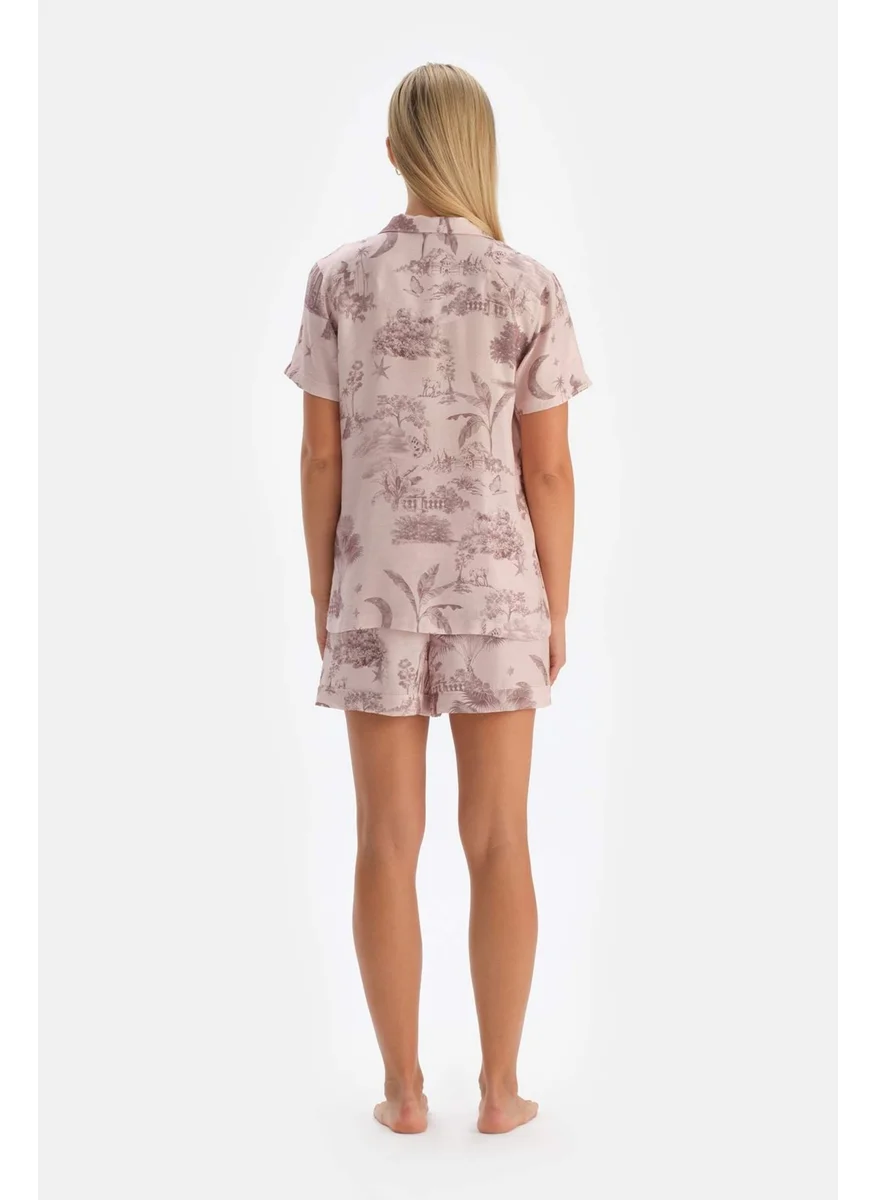 داجي Light Pink Patterned Woven Shirt