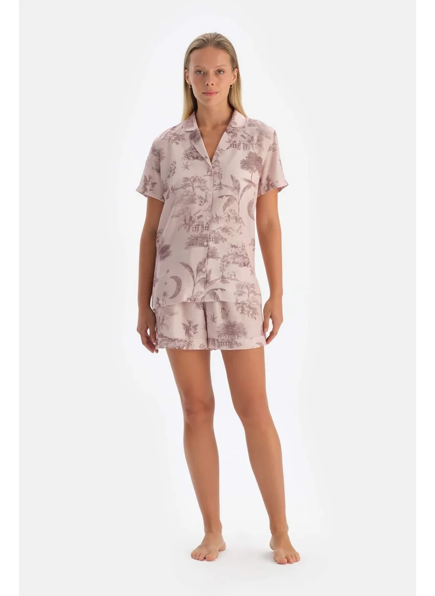 dagi Light Pink Patterned Woven Shirt