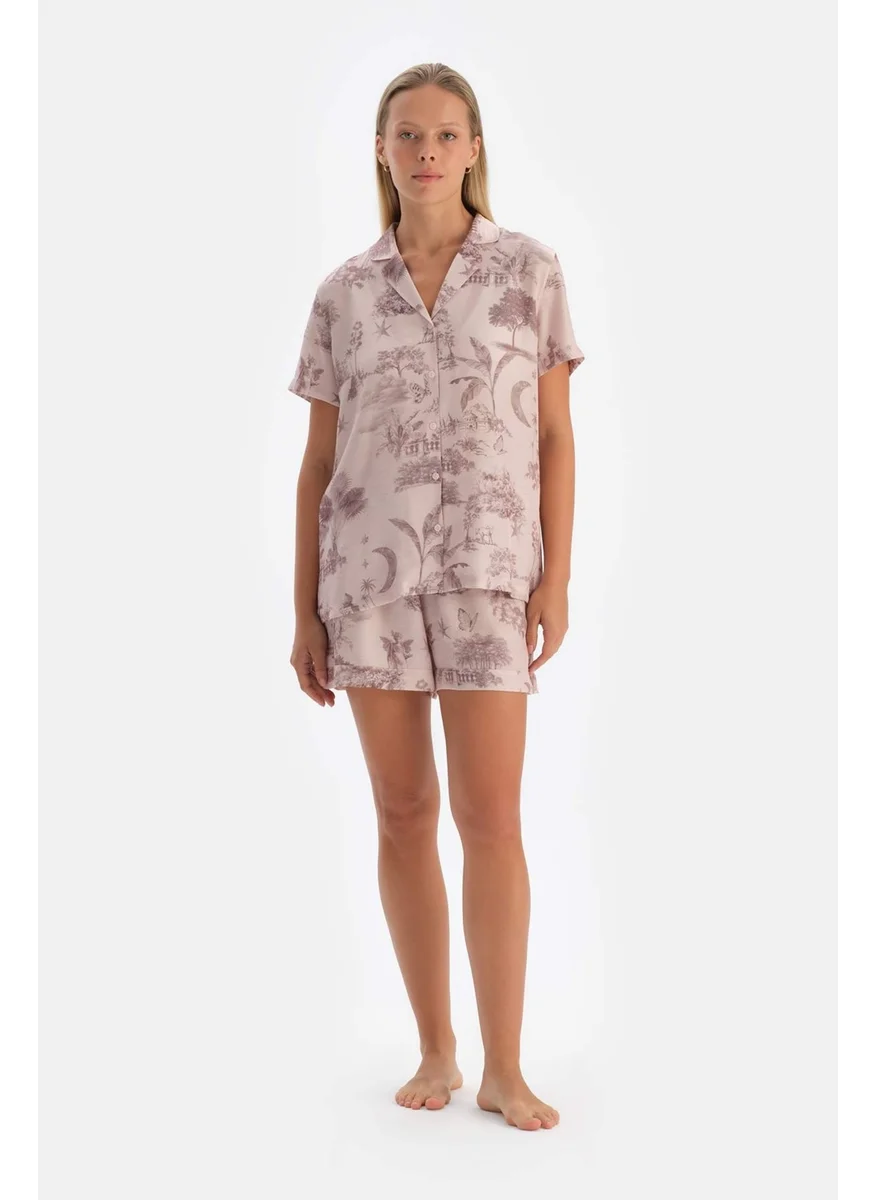 داجي Light Pink Patterned Woven Shirt