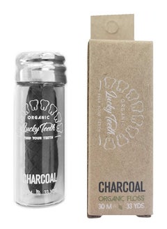 Lucky Teeth Boo Fibre With Activated Charcoal Floss In Glass Jar With Tea Tree And Peppermint Essential Oils 30 M / 33 Yds - By Lucky Teeth (1 Pack) 