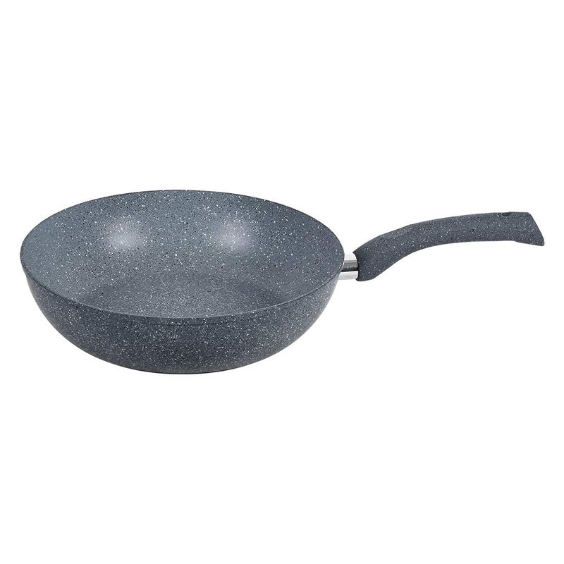 Wonderchef Granite 26cm Non-Stick Wok | Glass Lid | Induction Bottom | Soft-Touch Handles | Virgin Aluminium | PFOA and Heavy Metals Free | 3.5mm Thick| 26cm, 3.1 litres | 2 Year Warranty | Grey - Image 2