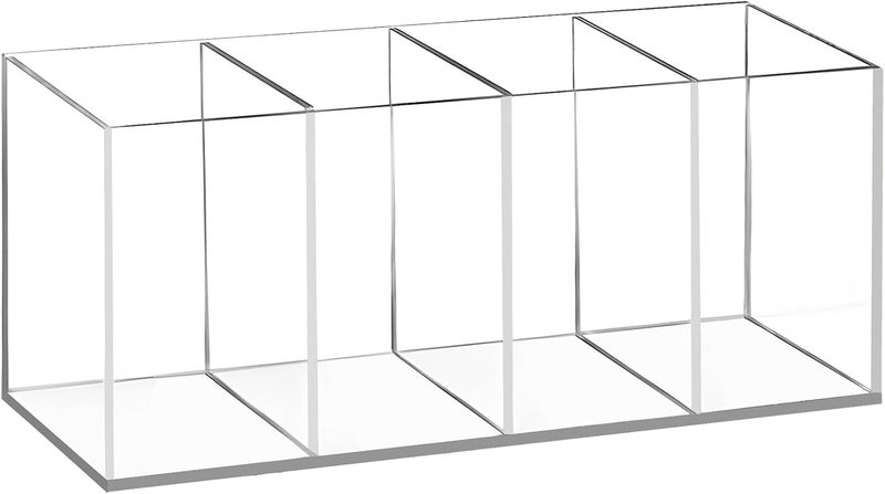 TPGP حامل أقلام أكريليك تويروش مع 4 أقسام - منظم مكتب شفاف - Image 1