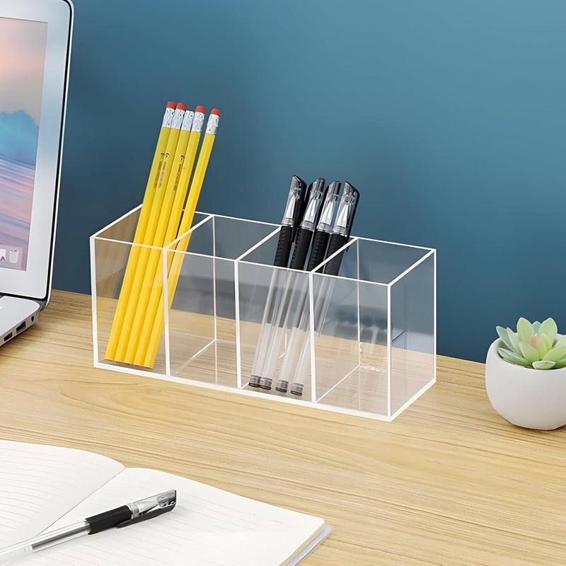 TPGP حامل أقلام أكريليك تويروش مع 4 أقسام - منظم مكتب شفاف - Image 5