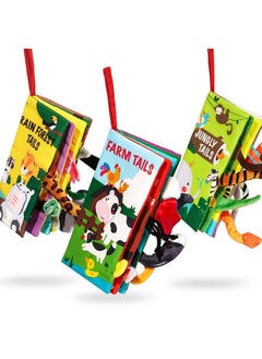 beiens Baby Books Toys Baby Books 0 6 Months Touch And Feel Cloth Crinkle Soft Books Toys For 0 3 6 12 18 Months Infant Newborn Baby Boy Girl Shower Gifts Set Sensory Learning Stroller Toys (3Pcs)  - Image 2