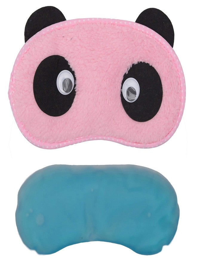 STORE 2508 Fabric Eye Mask With Cooling Gel For Sleeping Men Women For Night Deep Sleep (Panda Eyes Pink) - Image 1