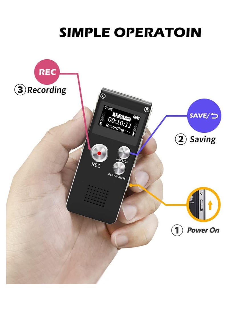 Digital Voice Recorder 16GB Recorder with Lecture Playback - USB Rechargeable Recorder Upgrade Compact Recording Device - Image 4