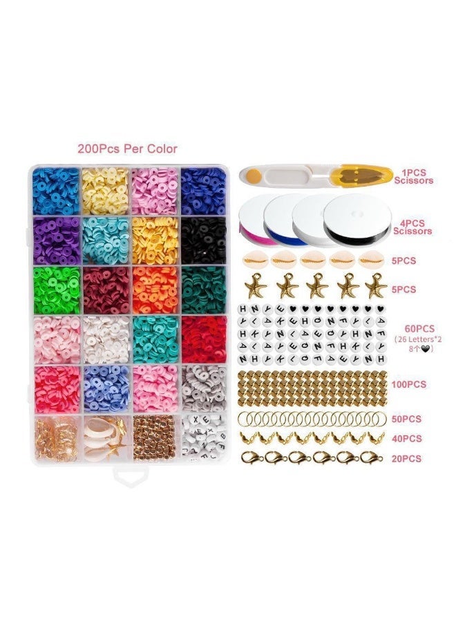 Bukela Clay Beads, 4500 pcs Flat Round Spacer Clay Beads Heishi Beads for Bracelets Making Kit Earring DIY Crafts for Holiday Presents (24Color 6 mm) - Image 3