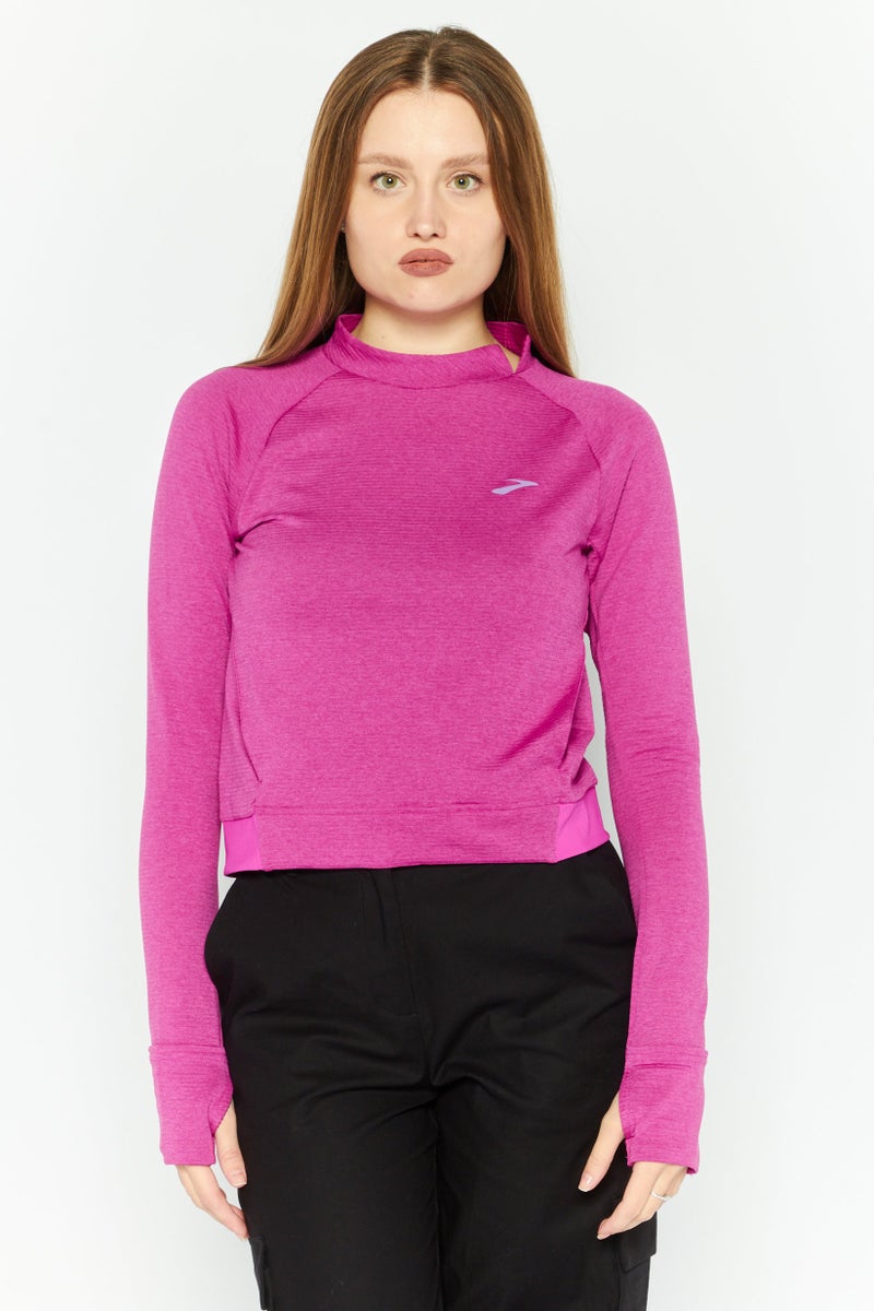 Brooks بلوزة تدريب طويلة الأكمام للنساء، رياضية، بنفسجي - Image 1