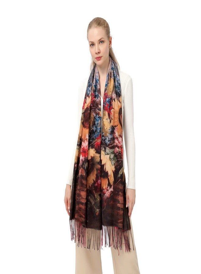 XINYUN Large Shawl Scarfs for Women,Pashmina Sunflower Scarf Cashmere Feel,Fashion Floral Print Tassel Scarves Warm Wraps for Lady in Fall Winter - Image 2