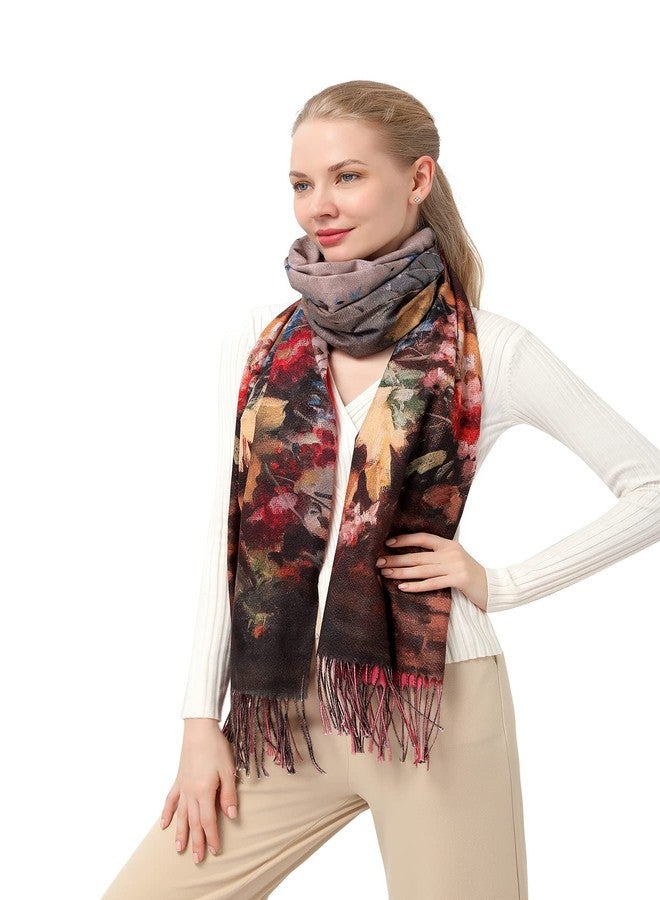 XINYUN Large Shawl Scarfs for Women,Pashmina Sunflower Scarf Cashmere Feel,Fashion Floral Print Tassel Scarves Warm Wraps for Lady in Fall Winter - Image 3