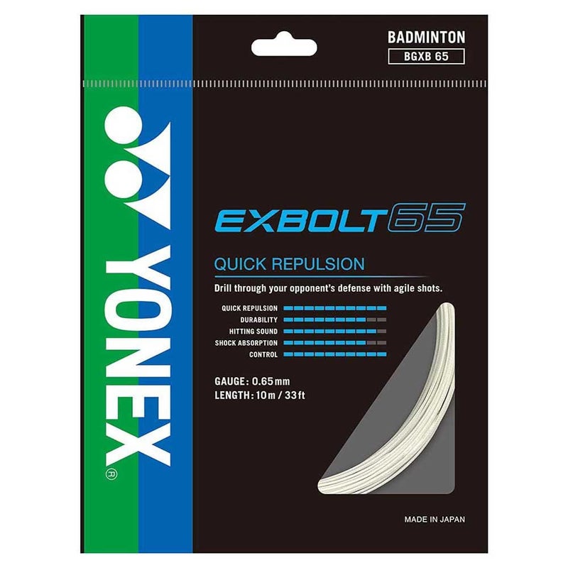 YONEX BG Exbolt 65 Badminton String (White)