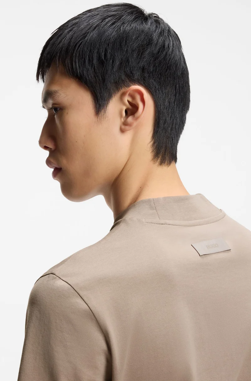 HUGO Slim-fit T-shirt in stretch cotton with stand collar