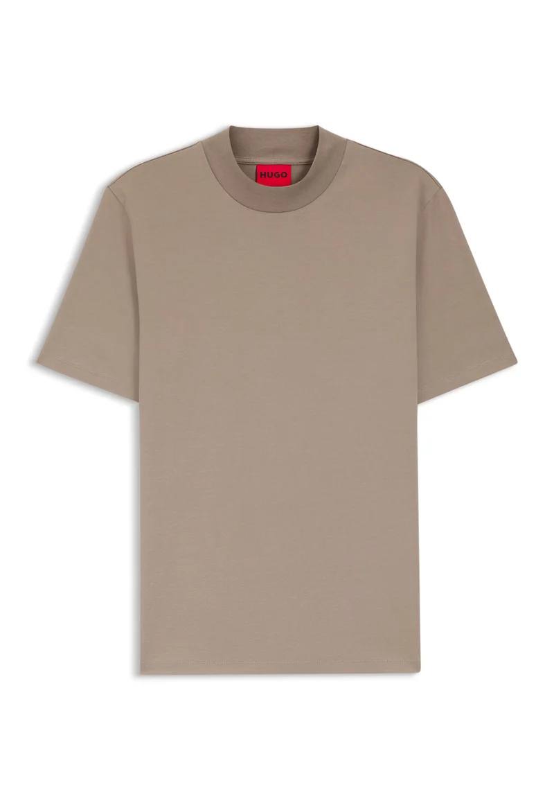 HUGO Light Brown Slim-fit T-shirt in stretch cotton with stand collar for Men | Best Price UAE