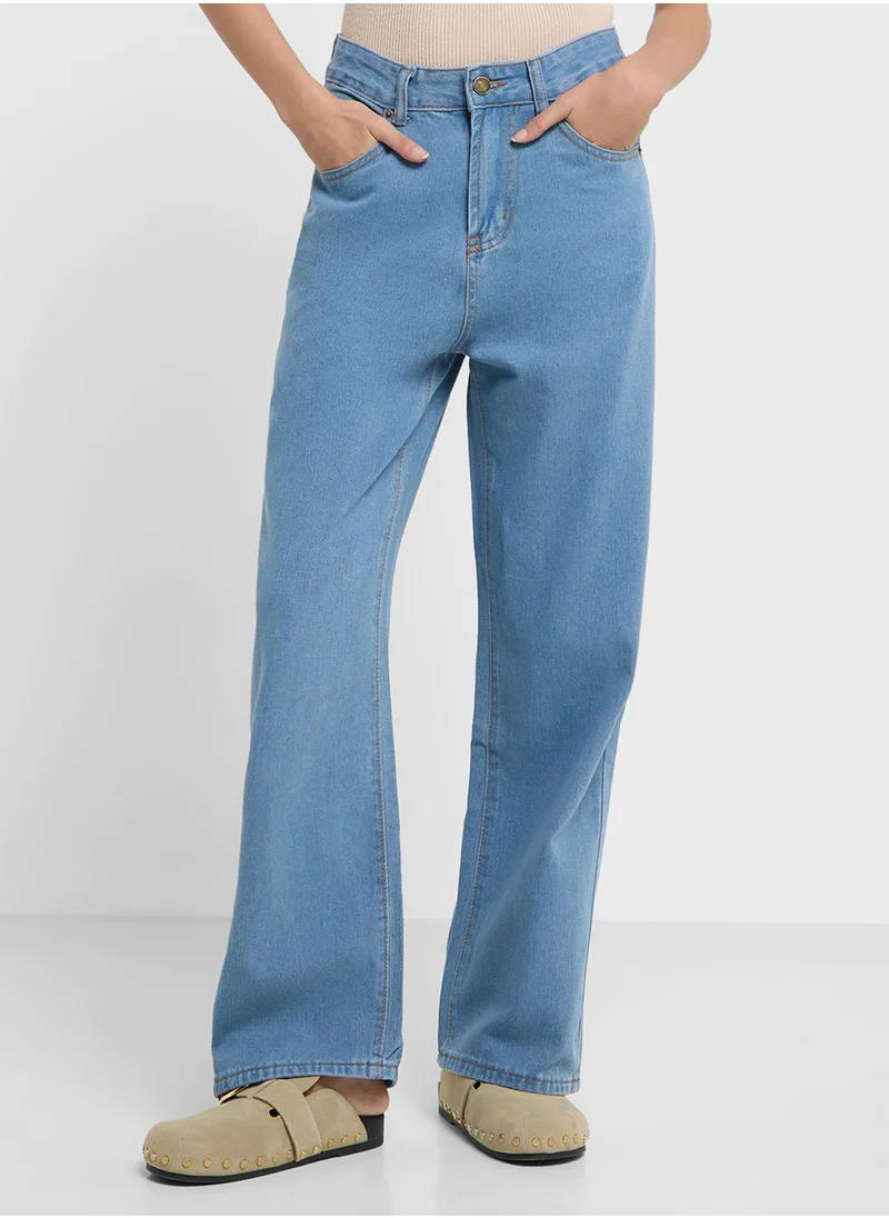 جينجر High Waist Wide Fit Jeans