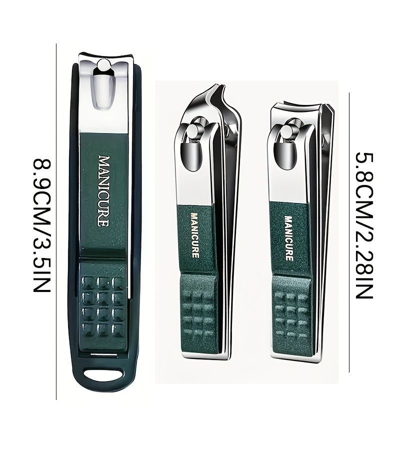 Light Green 3 in 1 Anti Splash Nail Clipper Set Portable Large Nail Clippers for Men Women Home Use Manicure Kit - Image 4