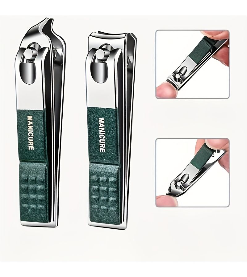 Light Green 3 in 1 Anti Splash Nail Clipper Set Portable Large Nail Clippers for Men Women Home Use Manicure Kit - Image 3