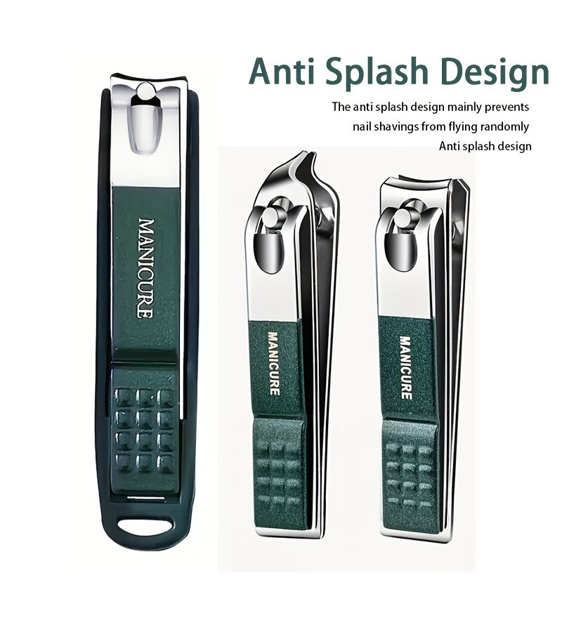 Light Green 3 in 1 Anti Splash Nail Clipper Set Portable Large Nail Clippers for Men Women Home Use Manicure Kit - Image 1