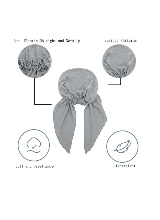 ZLYC Chemo Headwear Pre Tied Head Scarf Headwraps Lightweight Turban Beanie Cap for Women (Waffle Gray)  - Image 5
