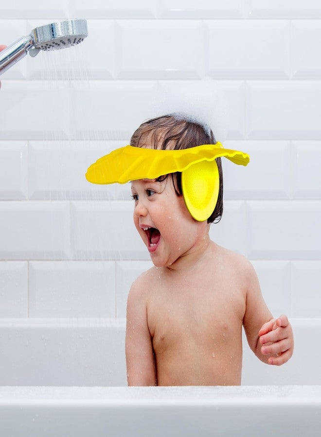 BabyMoo قبعة استحمام ناعمة قابلة للتعديل للأطفال، مزودة بواقٍ للرأس لغسل الشعر أثناء الاستحمام، لحماية الأطفال الصغار والرضع والأطفال - أصفر - Image 2