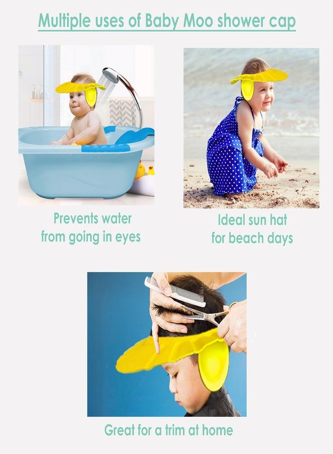BabyMoo قبعة استحمام ناعمة قابلة للتعديل للأطفال، مزودة بواقٍ للرأس لغسل الشعر أثناء الاستحمام، لحماية الأطفال الصغار والرضع والأطفال - أصفر - Image 3