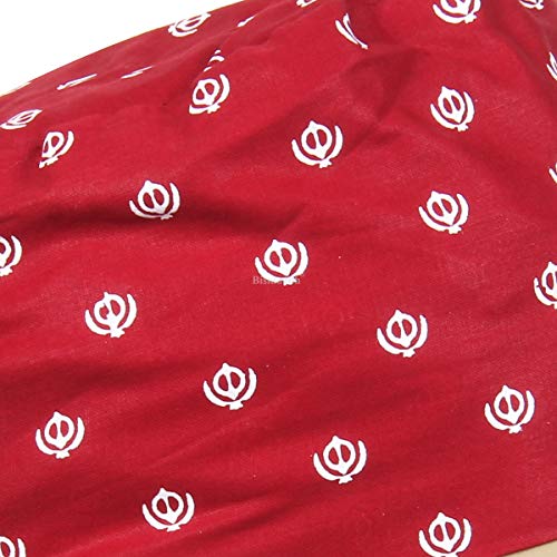 BISMAADH Unisex Cotton Khanda Printed Adjustable Patka, Bandana, Durag, Skull Cap For Men & Women - Maroon - Image 5