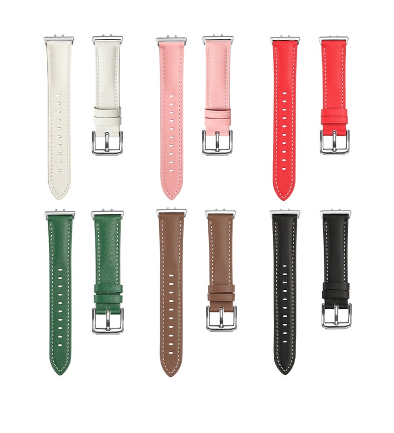 erorex For Samsung Galaxy Watch Fit 3 Leather Sewing Thread Pin Buckle Watch Band(Brown) - Image 2