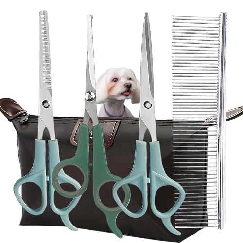 VayuSrot 5-Piece Dog Grooming Kit, Pet Grooming Kit with Dog Grooming Scissors, Hair Cutting Scissors for Long and Short Hair, Dog Trimmer Perfect for Home Pet Grooming and Styling - Image 1