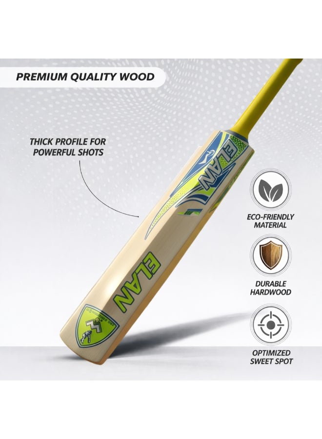 Elan Junior Wooden Cricket Bat – Lightweight Youth Cricket Bat for Kids, Durable Wood Blade with Comfortable Grip for Training and Match Play with Soft Balls - Image 3