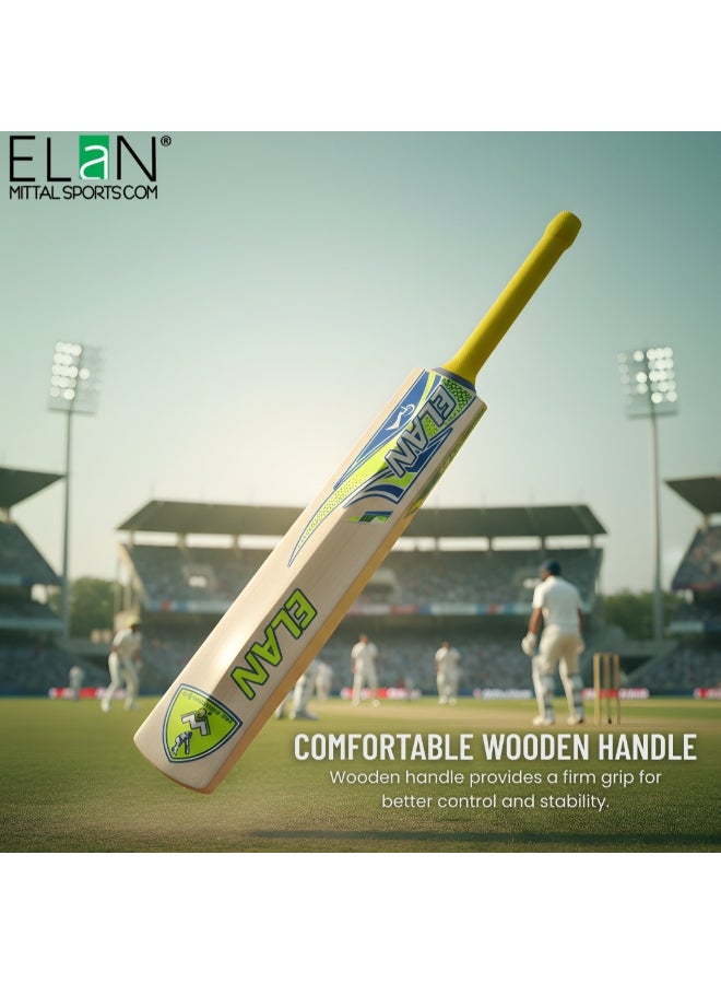 Elan Junior Wooden Cricket Bat – Lightweight Youth Cricket Bat for Kids, Durable Wood Blade with Comfortable Grip for Training and Match Play with Soft Balls - Image 1