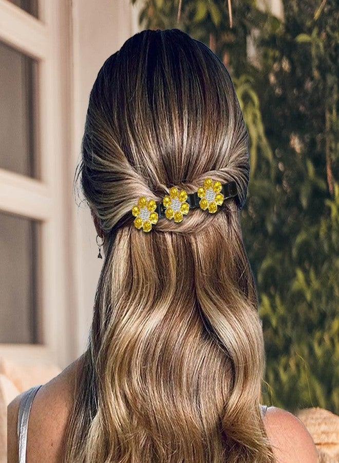 Outyua Sparkling Crystal Stone Braided Hair Clip Rhinestone Hair Clips for Women 2Pcs - Image 4