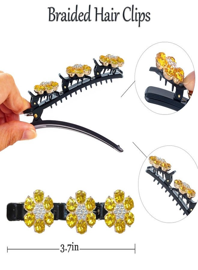 Outyua Sparkling Crystal Stone Braided Hair Clip Rhinestone Hair Clips for Women 2Pcs - Image 3