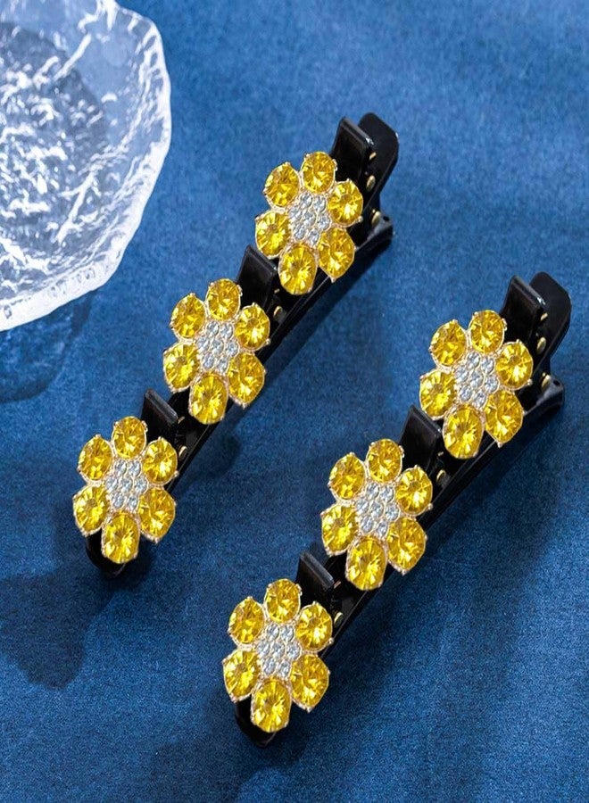 Outyua Sparkling Crystal Stone Braided Hair Clip Rhinestone Hair Clips for Women 2Pcs - Image 2