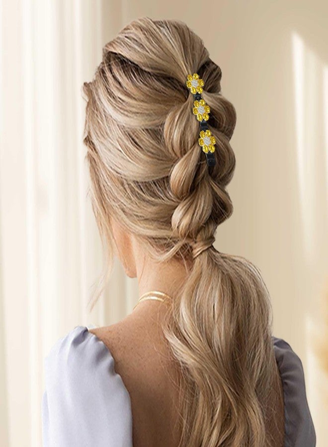 Outyua Sparkling Crystal Stone Braided Hair Clip Rhinestone Hair Clips for Women 2Pcs - Image 5
