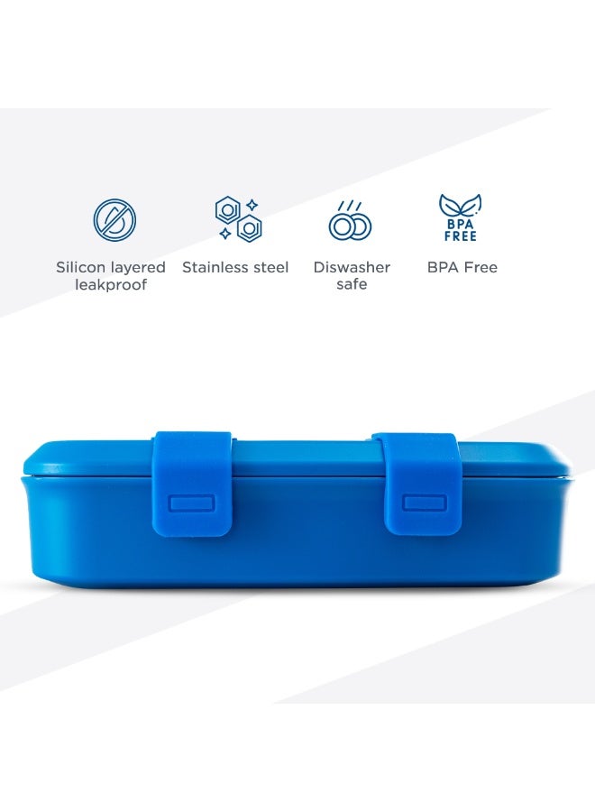 Hydrobrew Personalized Steel Core Bento Stainless Steel Lunch Box – 839ml, 2 Compartment- Midnight Wave - Image 5