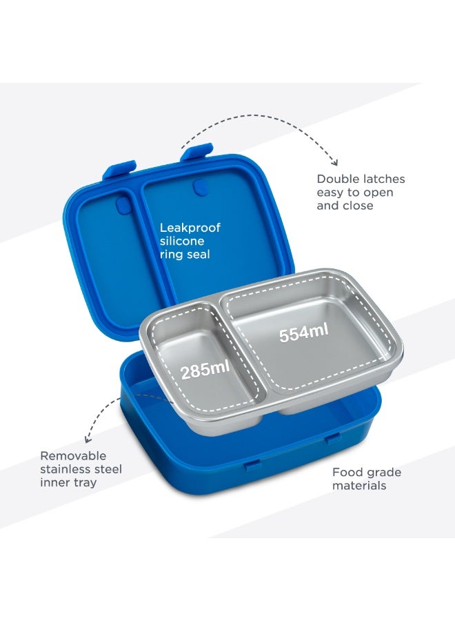 Hydrobrew Personalized Steel Core Bento Stainless Steel Lunch Box – 839ml, 2 Compartment- Midnight Wave - Image 4