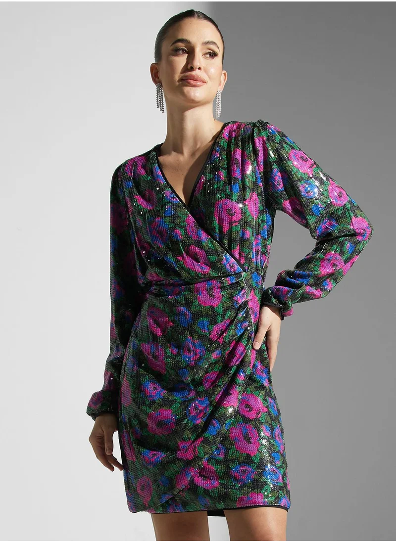 YAS Floral Printed Wrap Dress