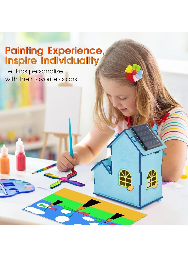 KASTWAVE Solar Powered 3D Puzzle House STEM Kit - DIY Wooden Science Toy for Kids Ages 8-12, Solar Model Construction Craft Kit with Windmill, Educational STEM Toy Kit & Science Craft for Children - Image 3