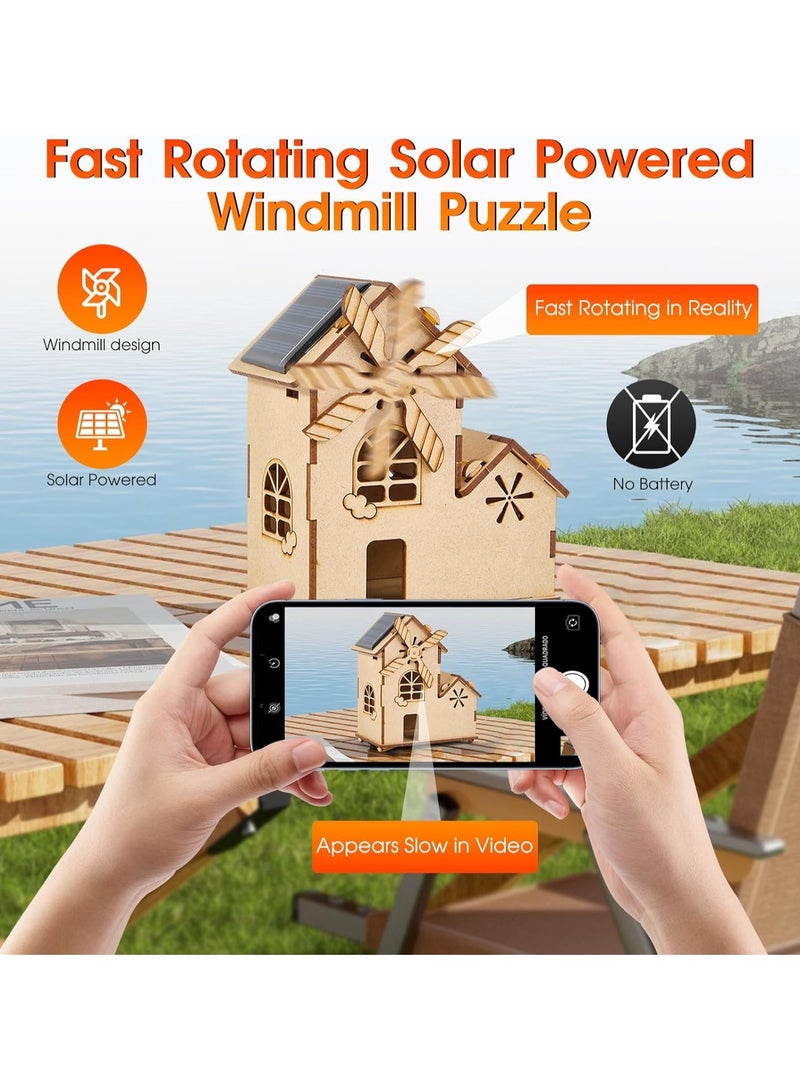 KASTWAVE Solar Powered 3D Puzzle House STEM Kit - DIY Wooden Science Toy for Kids Ages 8-12, Solar Model Construction Craft Kit with Windmill, Educational STEM Toy Kit & Science Craft for Children - Image 5