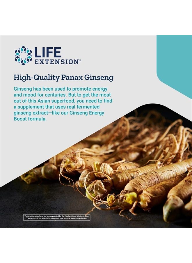 Ginseng Energy Boost - Fermented Asian Ginseng Root Extract Supplement – for Power, Stress Release and General Health - Gluten-Free, Non-GMO, Vegetarian – 30 Capsules