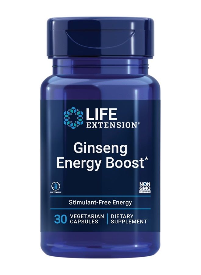 Ginseng Energy Boost - Fermented Asian Ginseng Root Extract Supplement – for Power, Stress Release and General Health - Gluten-Free, Non-GMO, Vegetarian – 30 Capsules