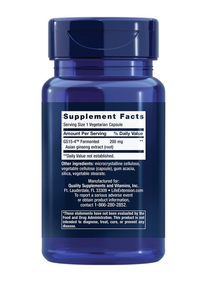 Ginseng Energy Boost - Fermented Asian Ginseng Root Extract Supplement – for Power, Stress Release and General Health - Gluten-Free, Non-GMO, Vegetarian – 30 Capsules