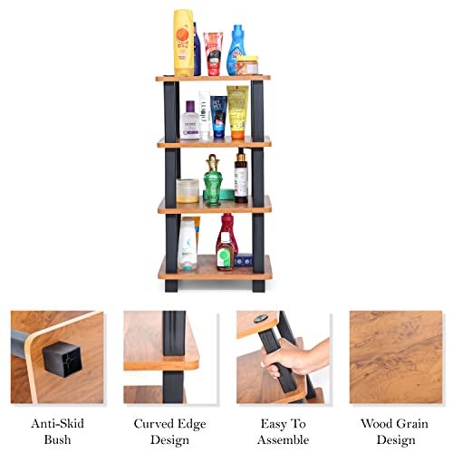 Livzing Turn N Tube 4 Tier Wooden Spice Rack - Countertop Storage for Kitchen Shelves - Bedside Table for Living Room, Bedroom - End Sofa Table - Multipurpose Storage Shelves - Image 3