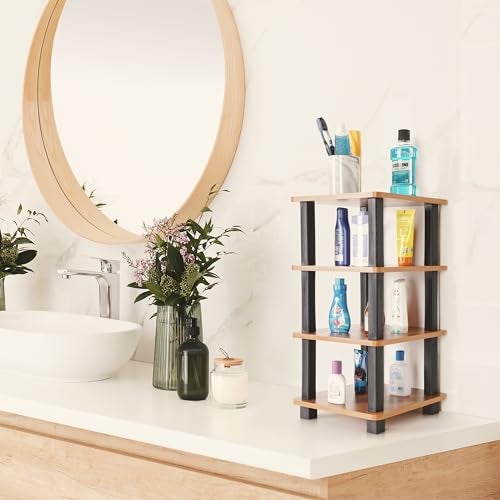 Livzing Turn N Tube 4 Tier Wooden Spice Rack - Countertop Storage for Kitchen Shelves - Bedside Table for Living Room, Bedroom - End Sofa Table - Multipurpose Storage Shelves - Image 4