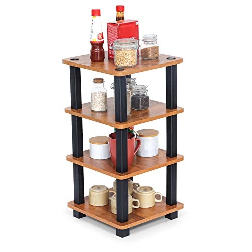 Livzing Turn N Tube 4 Tier Wooden Spice Rack - Countertop Storage for Kitchen Shelves - Bedside Table for Living Room, Bedroom - End Sofa Table - Multipurpose Storage Shelves - Image 1