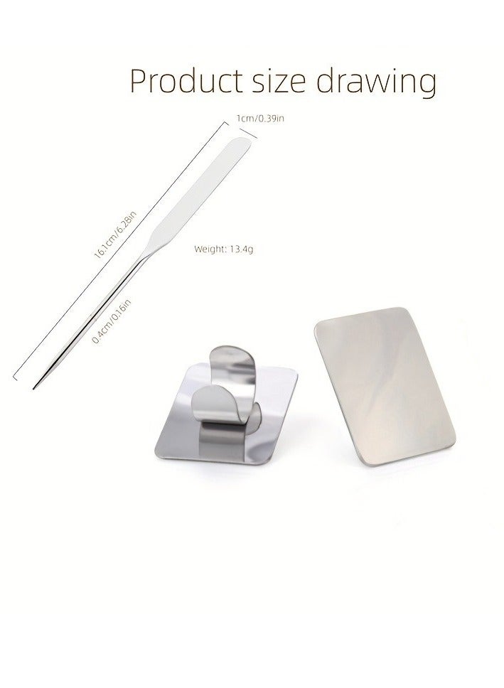 Generic Makeup Foundation Mixing Nail Palette - Stainless Steel Makeup Palette Tray Mixer with Foundation Cosmetic Spatula for Nail Art Palette Makeup Artist Must Haves  - Image 5