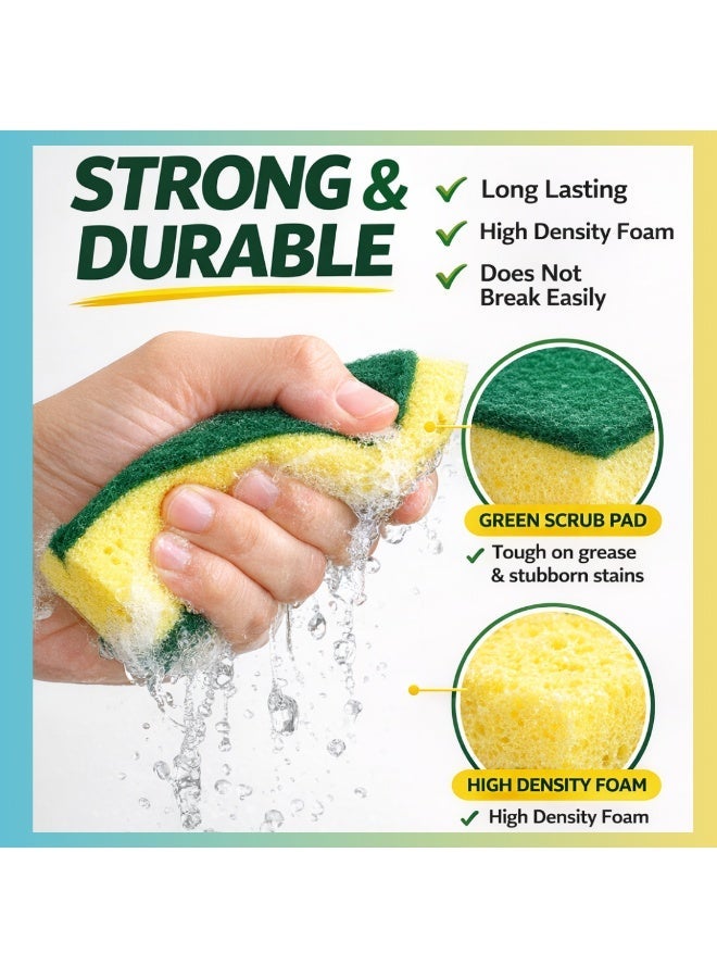 VELMORE Dual Action Kitchen Cleaning Sponge – Heavy Duty Scrub Pad with Soft Foam, Non-Scratch, High Absorbent Dishwashing Sponge, Strong & Durable – 3 PCS Value Pack - Image 3
